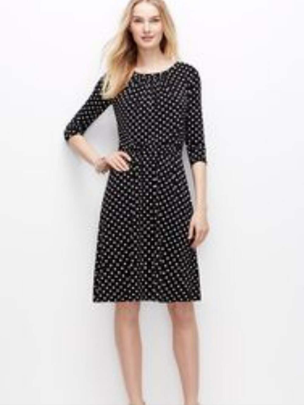 Ann Taylor Polka Dot Midi  Dress With Elastic Waist New With Tags